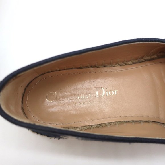CHRISTIAN DIOR GRANVILLE D-STRIPES LOGO EMBROIDERED ESPADRILLES NAVY SIZE 37 - Picture 8 of 10